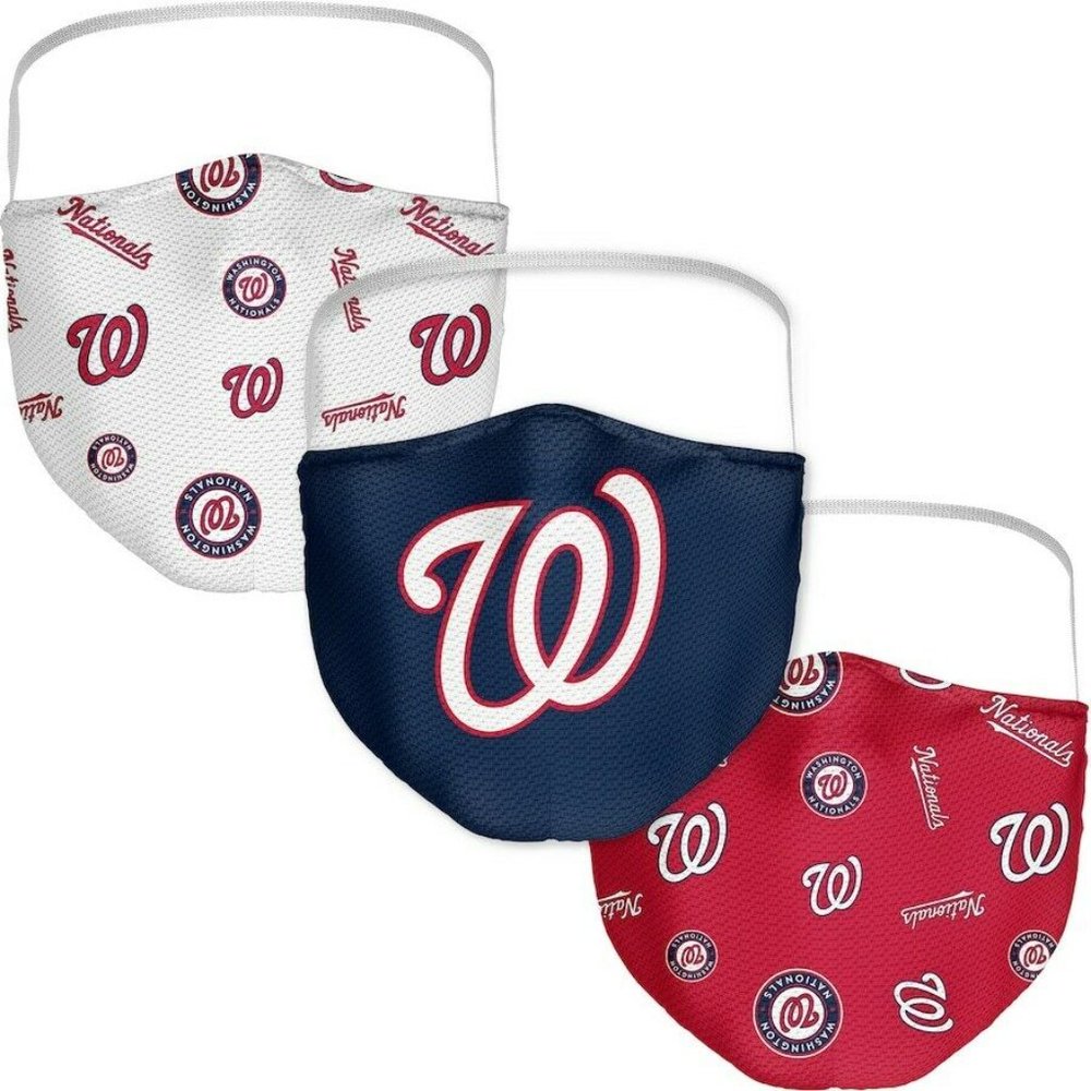 Washington Nationals MLB Face Mask 3 Pack Adult Size Logo Fanatics